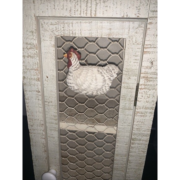 Rooster Rustic Wood Cabinet  Country Primitive Farmhouse Style - Picture 3 of 8